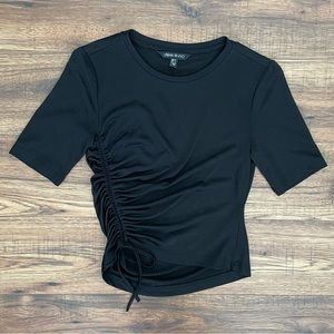 Mesh shirt with drawstring detail